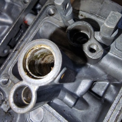 Carburettor emulsion tube before cleaning.